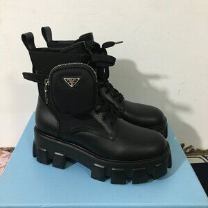 Prada women's black boots loafers